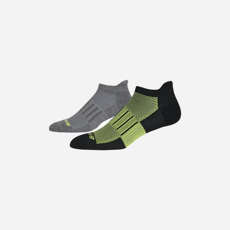 Brooks Ghost Midweight 2-Pack Hombre Calcetines - Grises / Negros / Verdes (1052USEBR)